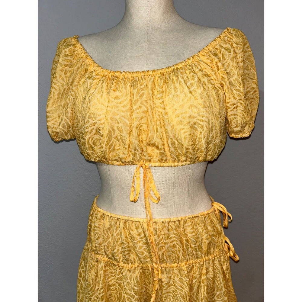 Reformation Valeria Women's Puff Sleeve Crop Top & Midi Skirt Set Size 8 NWT - Picture 3 of 11